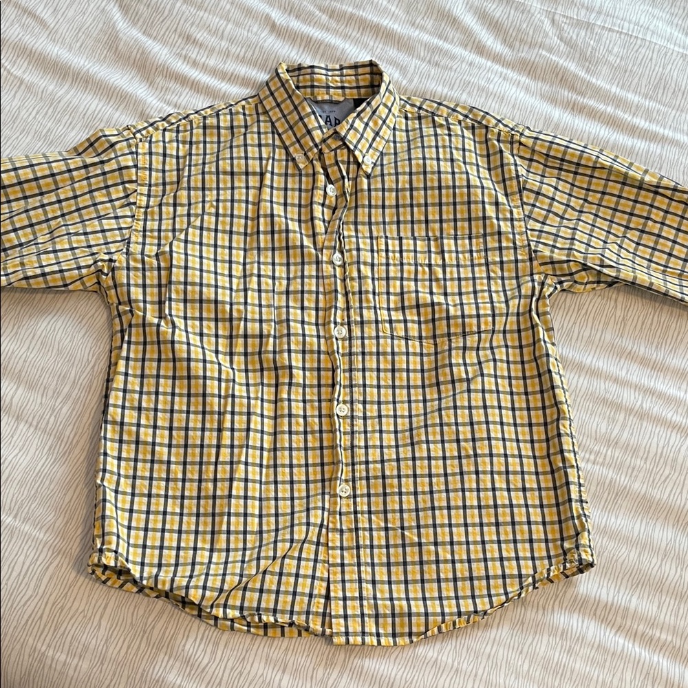 GAP Kid’s Yellow and Blue Plaid Shirt
